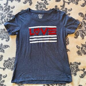 Navy 'LOVE' Graphic Tee - Red & White Print